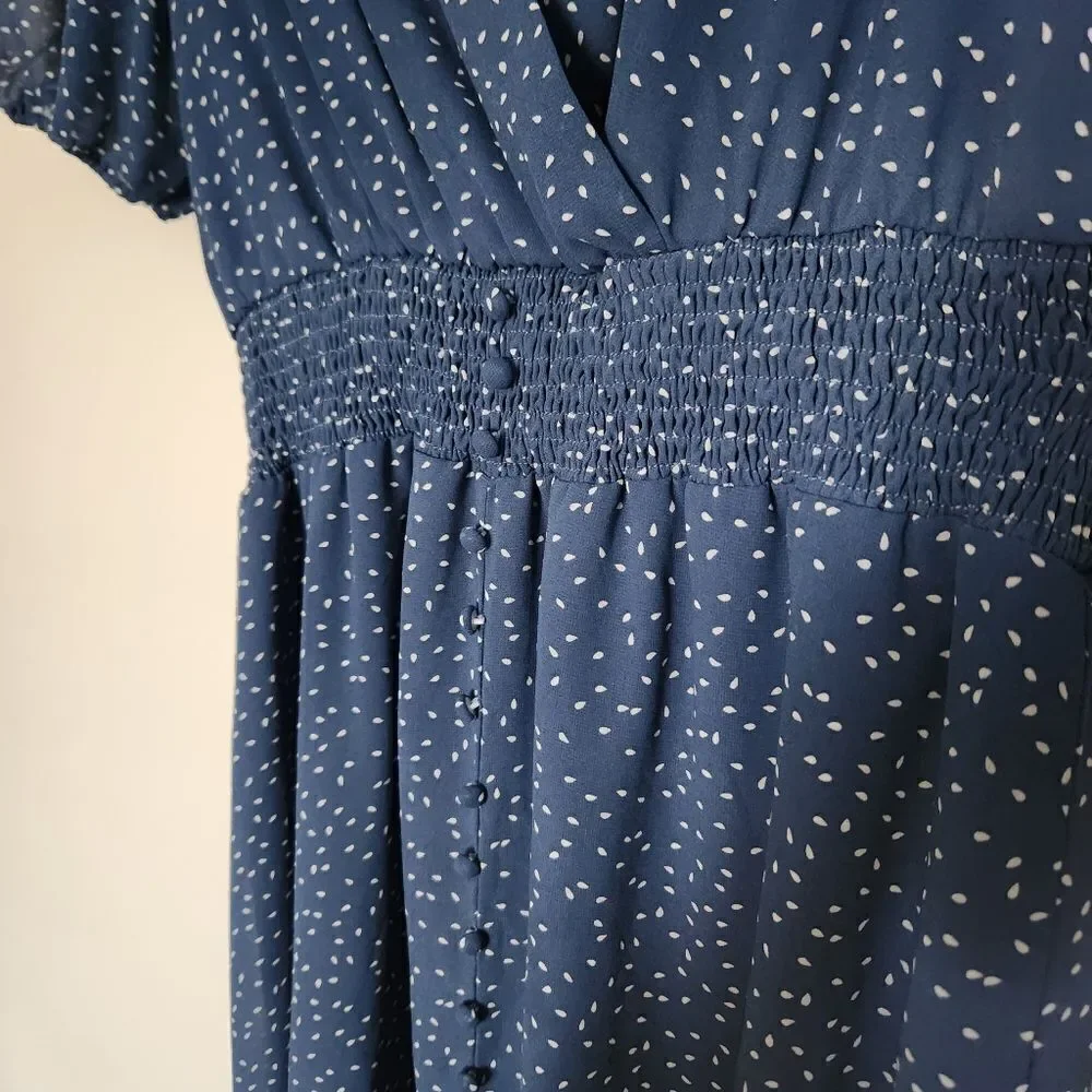 Fashion Womens Midi Hi-low V-Neck Lined Patterned Dress Size XL